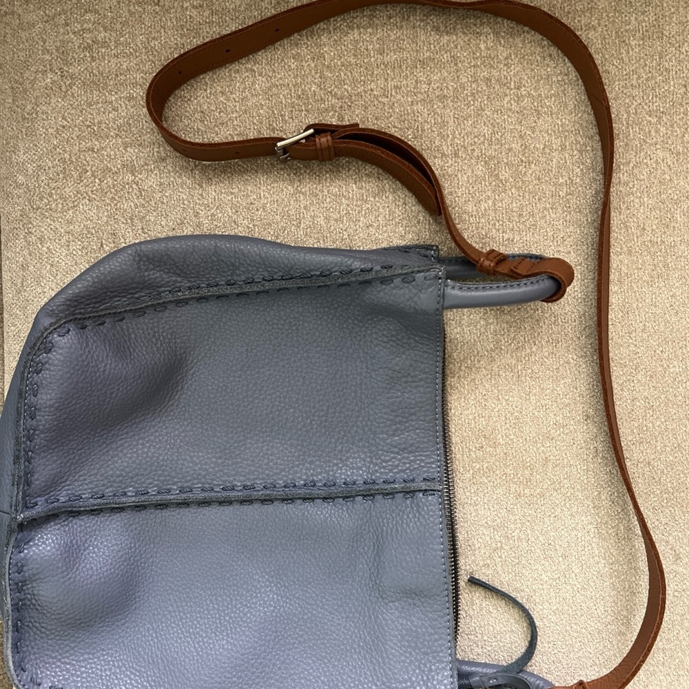 Gray Leather Crossbody Bag